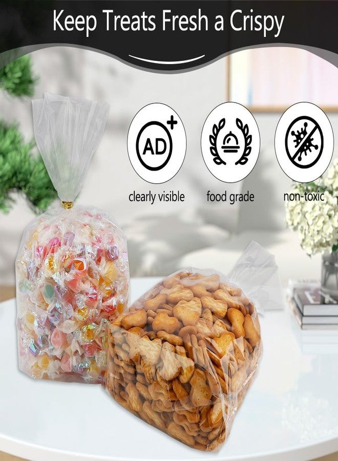 Sociaooil Cellophane Bags, Bottom Gusset Treat Bags, 8"x 11" Clear Cellophane Gift Bags with Ties, 50Pcs Cello Cellophane Treat Goodie Bags for Valentines Wedding Party Favors Gift Mug Wrapping Candy Cookies - Image 4